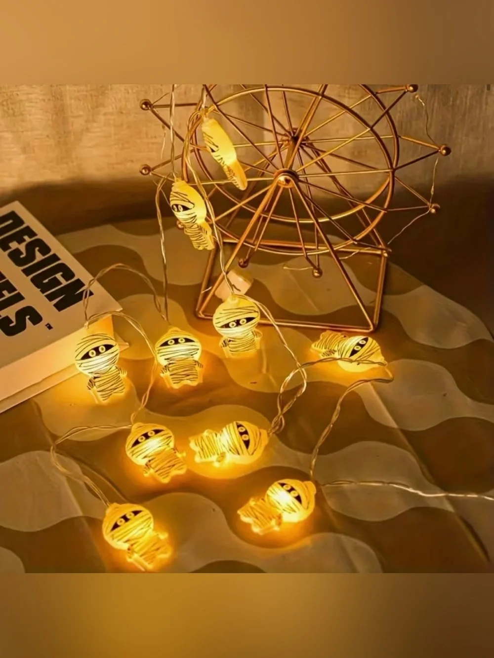 Halloween Mummy String LED Lights - Warm Yellow